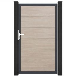 Portail simple GroJa BasicLine PVC pour clôture à lames emboîtables sheffield oak Stabilité et longévité exceptionnelles, cadre en aluminium avec remplissage en PVC, dimensions 100x180x4 cm