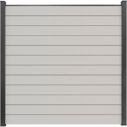 Clôture à emboîter étroite PVC GroJa BasicLine couleur blanc panneau à lamelles  Kit de 12 panneaux étroits, renforts en acier, profilé de finition et 2 entretoises, 180x180x1,9 cm