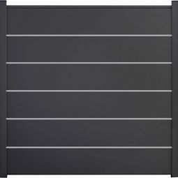 Clôture occultante Grola Basicline Premium couleur gris anthracite panneau à lames Kit de 6 remplissages, 5 pilastres, entretoises et profilé de finition, 180x180x1,9 cm