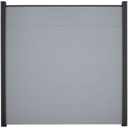 GroJa BasicLine panneau Brise-vue en PVC gris argenté  Profilés en PVC, kit avec entretoises et profilé de finition, 180x180x1,9 cm