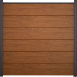 GroJa BasicLine panneau Brise-vue en PVC Golden Oak Profilés en PVC, kit avec entretoises et profilé de finition, 180x180x1,9 cm