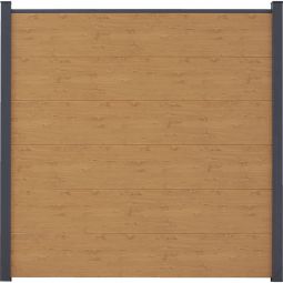 GroJa BasicLine panneau Brise-vue en PVC Asteiche nature Profilés revêtus d'un film PVC, kit comprenant les entretoises & le profilé de finition, 180x180x1,9 cm