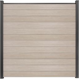 Clôture à emboîter étroite PVC GroJa BasicLine couleur sheffield oak panneau à lamelles  Kit de 12 panneaux étroits, renforts en acier, profilé de finition et 2 entretoises, 180x180x1,9 cm