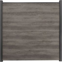 GroJa BasicLine PVC panneau Brise-vue Monument Oak Profilés en PVC, kit avec entretoises et profilé de finition, 180x180x1,9 cm