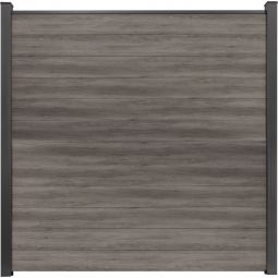 Clôture à emboîter étroite PVC GroJa BasicLine couleur monument oak panneau à lamelles  Kit de 12 panneaux étroits, renforts en acier, profilé de finition et 2 entretoises, 180x180x1,9 cm