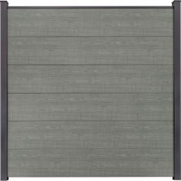 GroJa BasicLine PVC panneau Brise-vue Grey Ash Cut Profilés en PVC, kit avec entretoises et profilé de finition, 180x180x1,9 cm