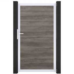 Portillon étroit GroJa BasicLine PVC clôture à lames, couleur monument oak large choix de couleurs, cadre en aluminium, stable et durable, dimensions 100x180x4 cm