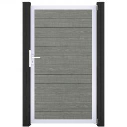Portillon étroit GroJa BasicLine PVC clôture à lames, couleur grey ash cut large choix de couleurs, cadre en aluminium, stable et durable, dimensions 100x180x4 cm