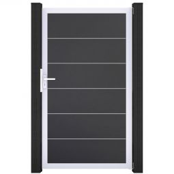 Porte clôture à lames GroJa BasicLine Premium PVC, couleur anthracite cadre en aluminium de haute qualité, large choix de couleurs, dimensions 100x180x4 cm