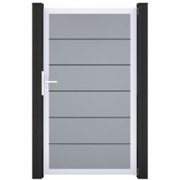 Porte clôture à lames GroJa BasicLine Premium PVC, couleur gris argent cadre en aluminium de haute qualité, large choix de couleurs, dimensions 100x180x4 cm