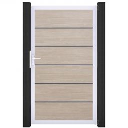 Porte clôture à lames GroJa BasicLine Premium PVC, couleur sheffield oak cadre en aluminium de haute qualité, large choix de couleurs, dimensions 100x180x4 cm