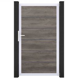Porte clôture à lames GroJa BasicLine Premium PVC, couleur monument oak cadre en aluminium de haute qualité, large choix de couleurs, dimensions 100x180x4 cm