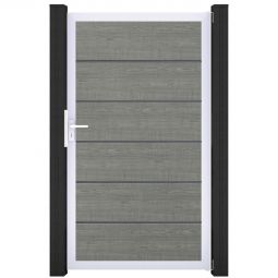 Porte clôture à lames GroJa BasicLine Premium PVC, couleur grey ash cut cadre en aluminium de haute qualité, large choix de couleurs, dimensions 100x180x4 cm