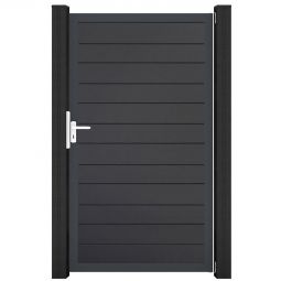 Portillon étroit GroJa BasicLine PVC clôture à lames, couleur anthracite large choix de couleurs, cadre en aluminium, stable et durable, dimensions 100x180x4 cm