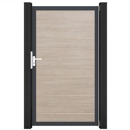 Portillon étroit GroJa BasicLine PVC clôture à lames, couleur sheffield oak large choix de couleurs, cadre en aluminium, stable et durable, dimensions 100x180x4 cm