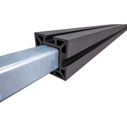 GroJa poteau de portail pour clôture à lames BPC avec capuchon gris anthracite 10x10 cm épaisseur, rainuré 3 côtés, âme en acier, capuchon de poteau inclus, à sceller ou à visser