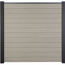 GroJa Solid Clôture Pare-vue Bi-Color Sable  Barrière à lamelles Kit de 12 lamelles, 180x180x1,9 cm, avec profilé de finition et jeu d'entretoises