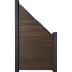 Clôture GroJa Solid protection visuelle couleurs de noyer co-extrudé raccord pour panneau à emboîter lamelles Kit de 12 remplissages, 90x180/90x1,9 cm, y compris profilé de finition et kit d'entretoises