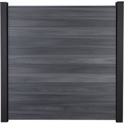 Clôture GroJa Solid protection visuelle gris pierre co-extrudé panneau à emboîter lamelles Kit de 12 remplissages, 180x180x1,9 cm, y compris profilé de finition et kit d'entretoises