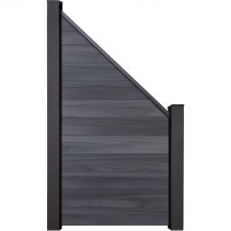 Clôture GroJa Solid protection visuelle gris pierre co-extrudé raccord pour panneau à emboîter lamelles Kit de 12 remplissages, 90x180/90x1,9 cm, y compris profilé de finition et kit d'entretoises