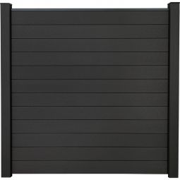 GroJa Solid Clôture Pare-vue Anthracite Gris Barrière à lamelles Kit de 12 lamelles, 180x180x1,9 cm, avec profilé de finition et jeu d'entretoises