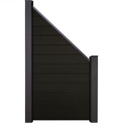 Clôture GroJa Solid raccord panneau à composer noire co-extrudée palissade Kit de 12 remplissages, 90x180/90x1,9 cm, profil de finition et kit d'entretoises inclus