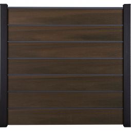 Clôture GroJa Solid Grande Premium panneau à composer couleur noyer co-extrudée palissade Kit de 7 remplissages, 6 pilastres, entretoises et profilé de finition, 180x180x1,9 cm