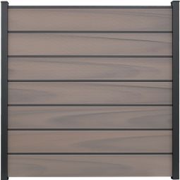 Clôture GroJa Solid Grande Premium panneau à composer bi-color co-extrudée palissade Kit de 7 remplissages, 6 pilastres, entretoises et profilé de finition, 180x180x1,9 cm