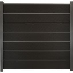 Clôture GroJa Solid Grande Premium panneau à composer noir co-extrudée palissade Kit de 7 remplissages, 6 pilastres, entretoises et profilé de finition, 180x180x1,9 cm