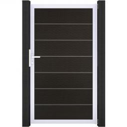 Portillon pour clôture emboîtable GroJa Solid Grande Premium, noir co-extrudé Portillon en BPC co-extrudé avec cadre en aluminium, possibilité de fabrication sur mesur, facile d'entretien