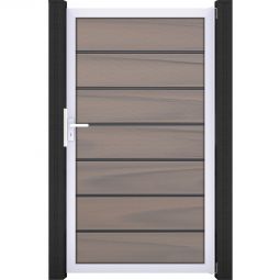 Portillon pour clôture emboîtable GroJa Solid Grande, bi-color co-extrudé Design élégant, cadre en aluminium anodisé, profils BPC co-extrudés, fabrication sur mesure possible