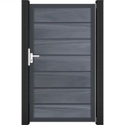 Portillon pour clôture emboîtable GroJa Solid Grande Premium, gris pierre co-extrudé Portillon en BPC co-extrudé avec cadre en aluminium, possibilité de fabrication sur mesur, facile d'entretien