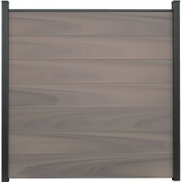 Clôture GroJa Grande panneau à composer bi-color co-extrudée palissade Kit de 7 panneaux, 180x180x1,9 cm, inclus kit d'entretoises et profilé de finition