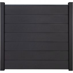 GroJa Solid Grande Clôture Pare-vue Anthracite Gris Barrière à lamelles Kit de 7 lamelles, 180x180x1,9 cm, avec jeu d'entretoises et profilé de finition