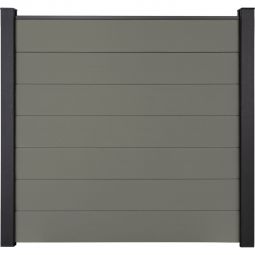 GroJa Solid Grande Clôture Pare-vue Gris Barrière à lamelles Kit de 7 lamelles, 180x180x1,9 cm, avec jeu d'entretoises et profilé de finition