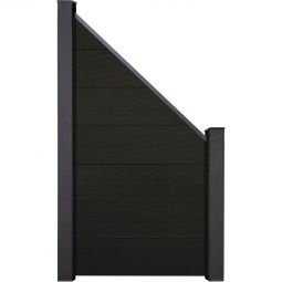 Clôture GroJa Grande raccord pour panneau à composer noir co-extrudée palissade Kit de 7 panneaux, 90x180/90x1,9 cm, inclus kit d'entretoises et profilé de finition