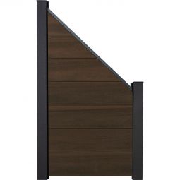 Clôture GroJa Grande raccord panneau à composer couleur noyer co-extrudée palissade Kit de 7 panneaux, 90x180/90x1,9 cm, inclus kit d'entretoises et profilé de finition