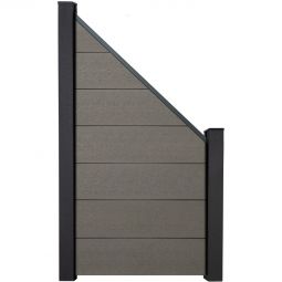 Clôture GroJa Grande raccord panneau à composer gris co-extrudée palissade Kit de 7 panneaux, 90x180/90x1,9 cm, y compris kit d'entretoises et profilé de finition