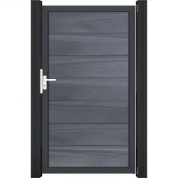 Portillon pour clôture emboîtable GroJa Solid Grande, gris pierre co-extrudé Cadre en aluminium anodisé, profils BPC co-extrudés, fabrication sur mesure possible