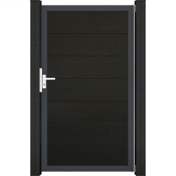 Portillon pour clôture emboîtable GroJa Solid Grande, noir co-extrudé Design élégant, cadre en aluminium anodisé, profils BPC co-extrudés, fabrication sur mesure possible