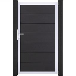 Portillon pour clôture emboîtable GroJa Solid Grande, gris anthracite co-extrudé Design élégant, cadre en aluminium anodisé, 7 remplissages en BPC, durable et facile d'entretie