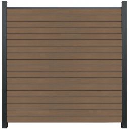 Clôture GroJa Solid BPC (bambou composite) Rhombus teck co-extrudé palissade en losagne Kit de 6 panneaux, kit d'entretoises et profilé de finition, 180x180x1,9 cm