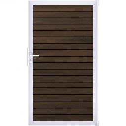 Portail clôture emboîtables GroJa Solid Rhombe en BPC, couleur noyer co-extrudé élégantes joints d'ombre et design extravagant, cadre en aluminium avec remplissage BPC, dimensions 100x180x4 cm
