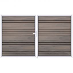 Portail clôture emboîtables GroJa Solid Rhombe en BPC, couleur bi-color co-extrudé Résistant aux intempéries et très stable, élégants joints d'ombre, cadre en aluminium, remplissage BPC, dimensions 300x180x4 cm