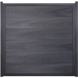 Clôture occultant GroJa Viento gris pierre co-extrudée avec cadre en aluminium anthracite DB 703, panneau à lames Clôture design BPC, particulièrement stable grâce au cadre en aluminium, fabrication individuelle sur mesure possible
