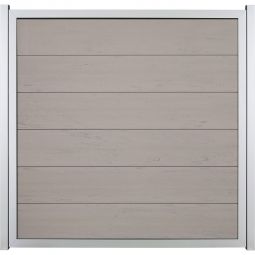 Clôture occultante GroJa Viento bi-color sand avec cadre en aluminium argent EV1, panneau à lames Clôture design BPC, particulièrement stable grâce au cadre en aluminium, fabrication individuelle sur mesure possible