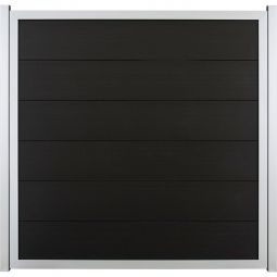 Clôture occultante GroJa Viento gris anthracite avec cadre en aluminium argent EV1, panneau à lames Clôture design BPC, particulièrement stable grâce au cadre en aluminium, fabrication individuelle sur mesure possible