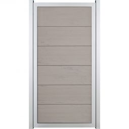 Clôture occultante GroJa Viento debout bi-color sand avec cadre en aluminium argent EV1, panneau à lames Clôture design en BPC, particulièrement stable grâce au cadre en aluminium, 90x180x4 cm