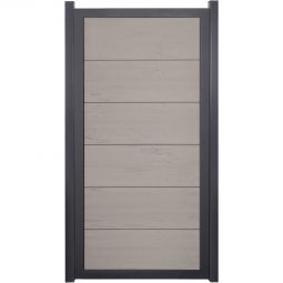Clôture occultant GroJa Viento verticale bi-color sand avec cadre en aluminium anthracite DB 703, panneau à lames Clôture design BPC, particulièrement stable grâce au cadre en aluminium, 90x180x4 cm