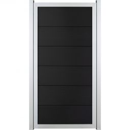 Clôture occultante GroJa Viento debout gris anthracite avec cadre en aluminium argent EV1, panneau à lames Clôture design en BPC, particulièrement stable grâce au cadre en aluminium, 90x180x4 cm
